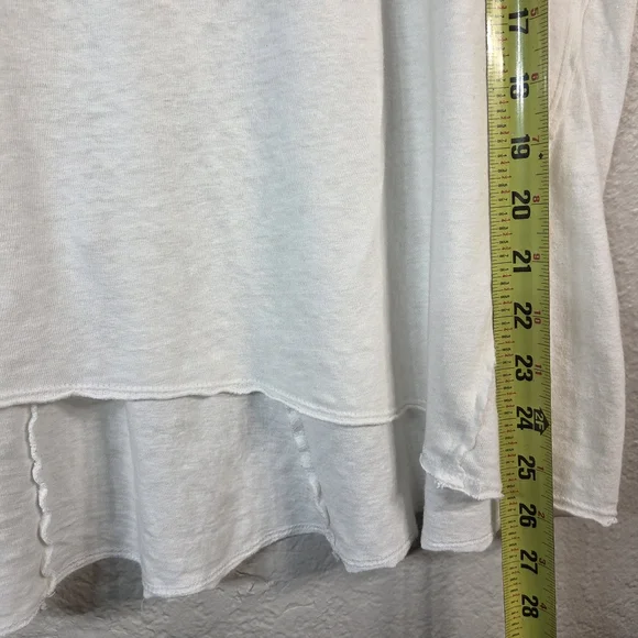Pilcro Oversized Linen Lightweight Cap Muscle Tee Causal Sz L White Assimetrical - Picture 14 of 15